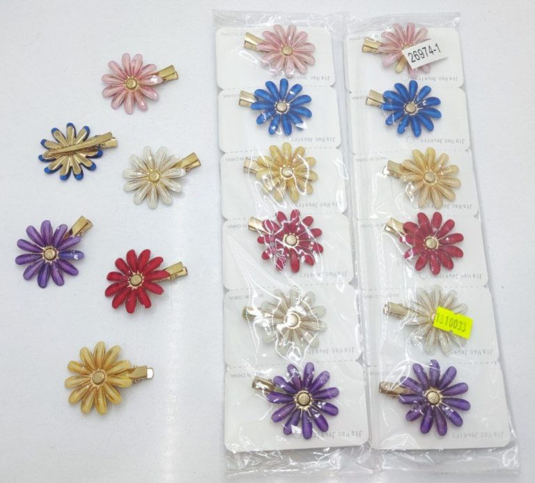 گیر سر انبری فلزی بابونه کریستالی (عمده)