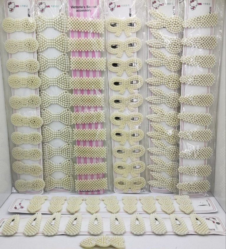 گیرسر تق تق فلزی مرواریدی سفید (عمده)